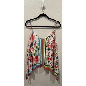 ZARA Pointed Side Floral Stripe Camisole